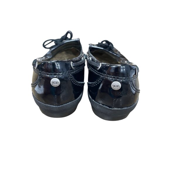 UGG Ashdale Black Patent Leather Sheepskin Rain Duck Shoes Sz 8 SKU 9488 - Picture 14 of 16